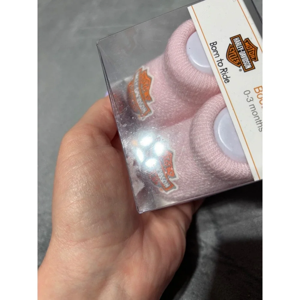 Harley Davidson Baby Booties Pink Baby Infant Size 0-3 Months